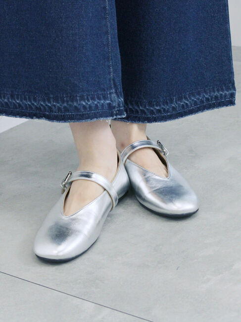 Samansa Mos2 blue「Vカットメリージェーン」|ビジネス・ドレスシューズ|