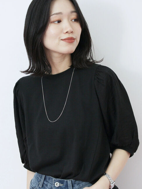 Samansa Mos2 blue「袖ボリュームTシャツ」|Tシャツ・カットソー|