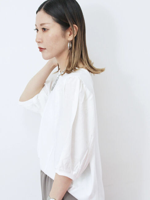 Samansa Mos2 blue「袖ボリュームTシャツ」|Tシャツ・カットソー|