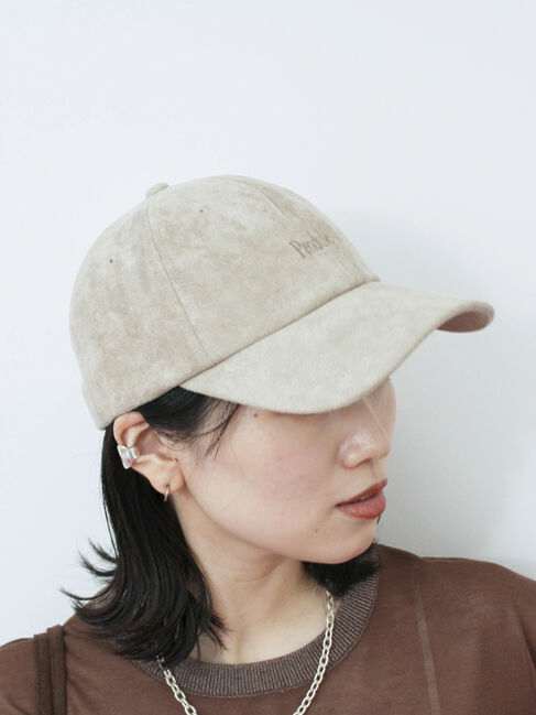 Samansa Mos2 blue「スエードロゴ刺繍キャップ」|その他|ライトベージュ