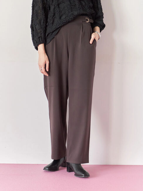 Samansa Mos2 blue「【イージーケア】サイドタブストレートパンツ」|その他|ブラウン