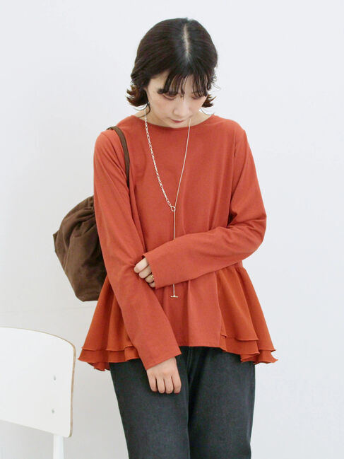 Samansa Mos2 blue「ペプラムドッキングカットソー」|Tシャツ・カットソー|