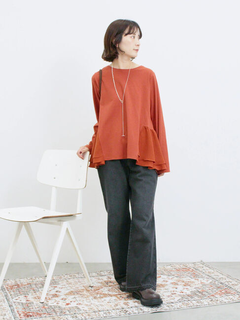 Samansa Mos2 blue「ペプラムドッキングカットソー」|Tシャツ・カットソー|