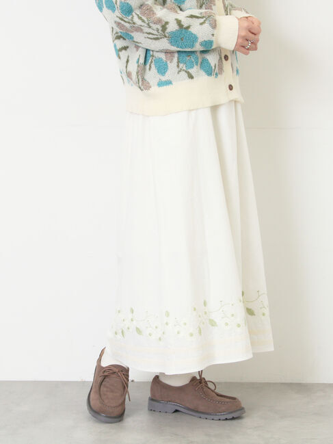 Samansa Mos2「【WEB限定】花柄刺繍ギャザースカート」|スカート|キナリ