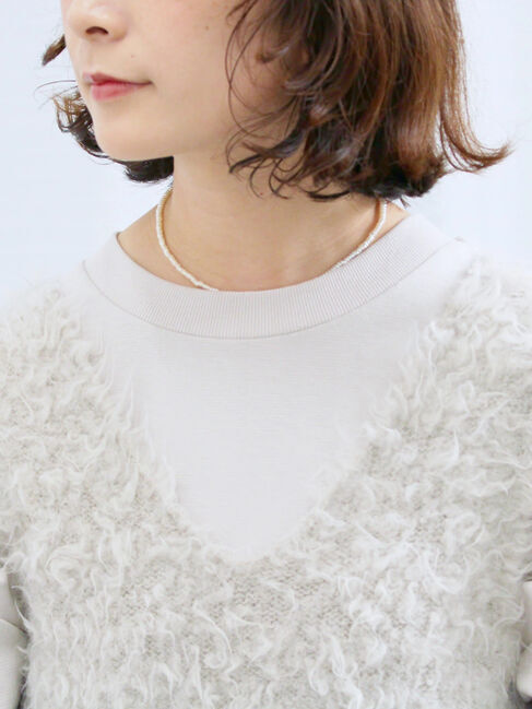 Samansa Mos2 blue「ふわふわショート丈ニットベスト」|ニット・セーター|