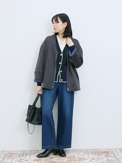 Samansa Mos2 blue「【マシンウォッシャブル】マルチスタイルボンディングブルゾン」|ブルゾン・スタジャン|