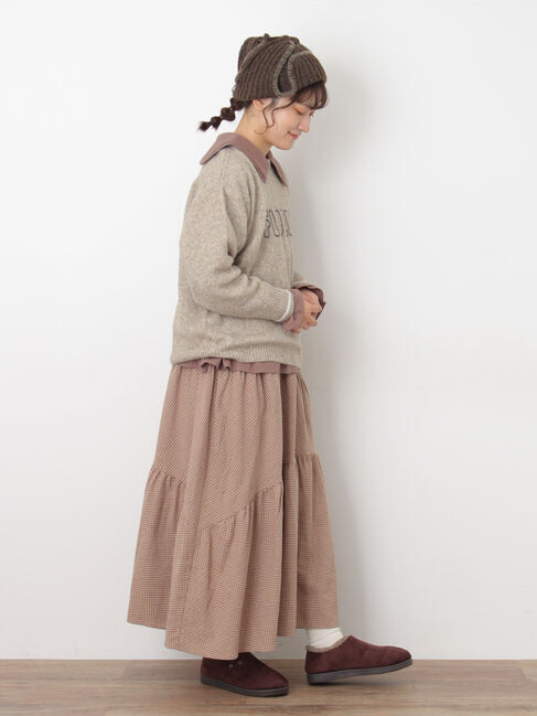 Samansa Mos2「チェック柄変形ティアードスカート」|スカート|