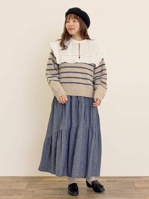 Samansa Mos2「チェック柄変形ティアードスカート」|スカート|