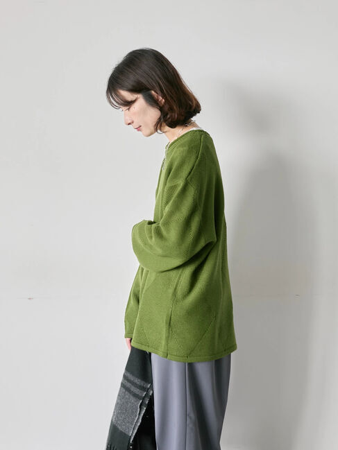 Samansa Mos2 blue「◎スクエア編みニット」|ニット・セーター|