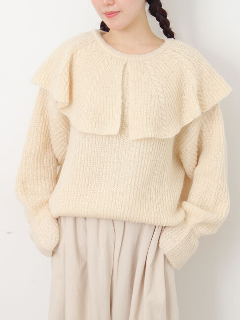 Samansa Mos2「フリルカラーニット」|ニット・セーター|