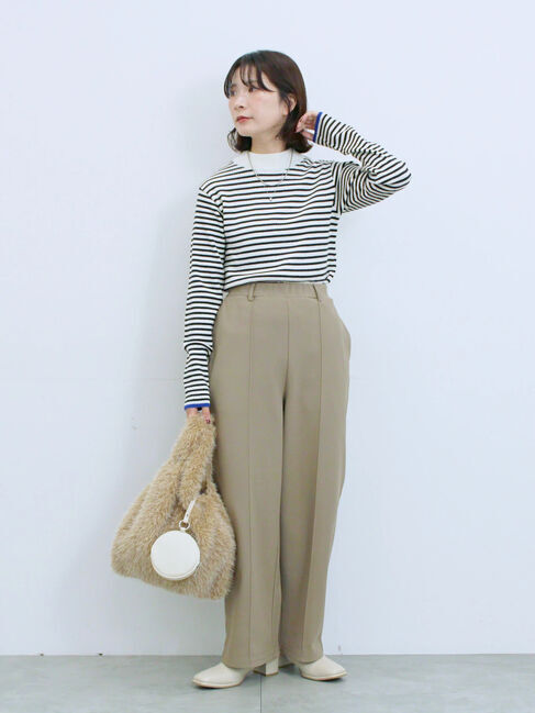 Samansa Mos2 blue「カットジョーゼット裏ボンディングパンツ」|その他|