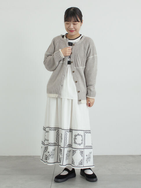 Samansa Mos2「ラウンド切替ステッチ前後2WAYニット」|カーディガン|