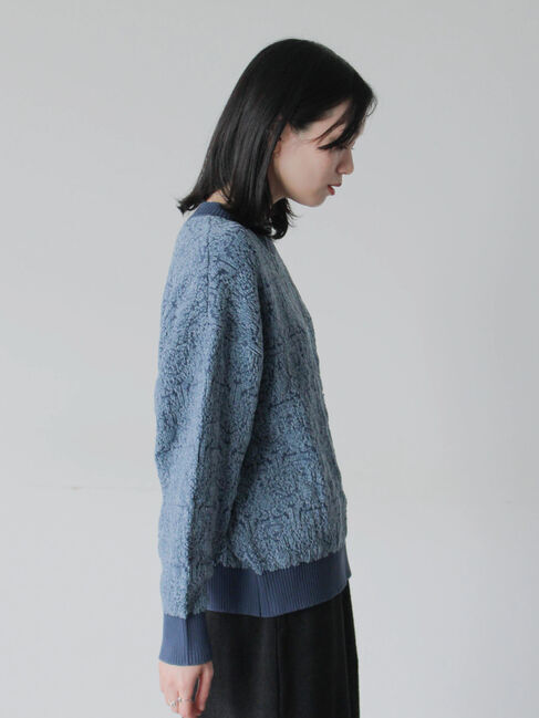 Samansa Mos2 blue「ジャカードモールニットプルオーバー」|ニット・セーター|
