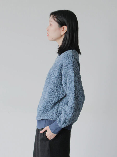 Samansa Mos2 blue「ジャカードモールニットプルオーバー」|ニット・セーター|