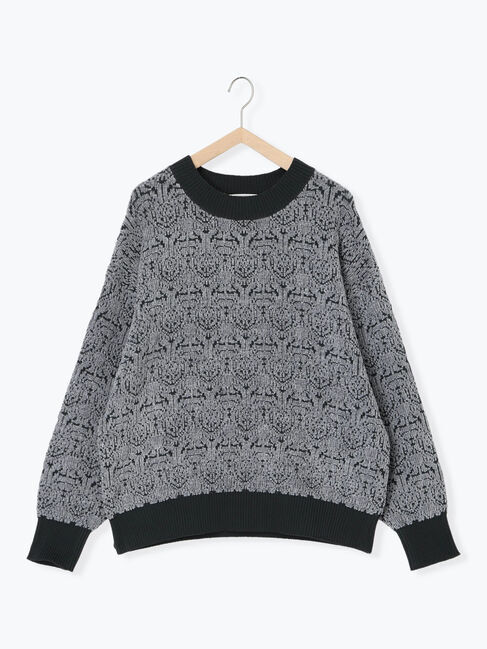 Samansa Mos2 blue「ジャカードモールニットプルオーバー」|ニット・セーター|