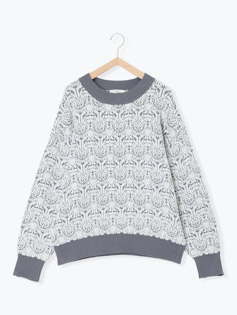 Samansa Mos2 blue「ジャカードモールニットプルオーバー」|ニット・セーター|