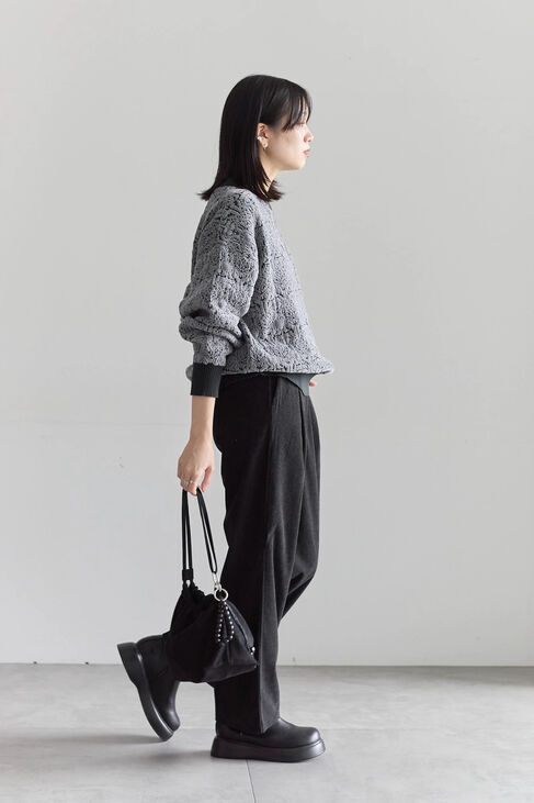 Samansa Mos2 blue「ジャカードモールニットプルオーバー」|ニット・セーター|