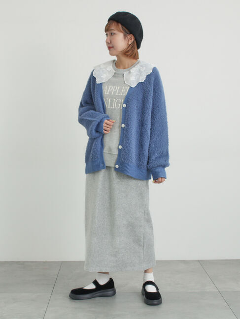 Samansa Mos2「無地・花柄シャギーVネックカーディガン」|カーディガン|