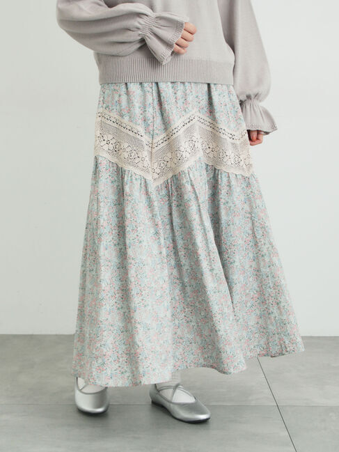 Samansa Mos2「柄アソートティアードレーススカート」|スカート|