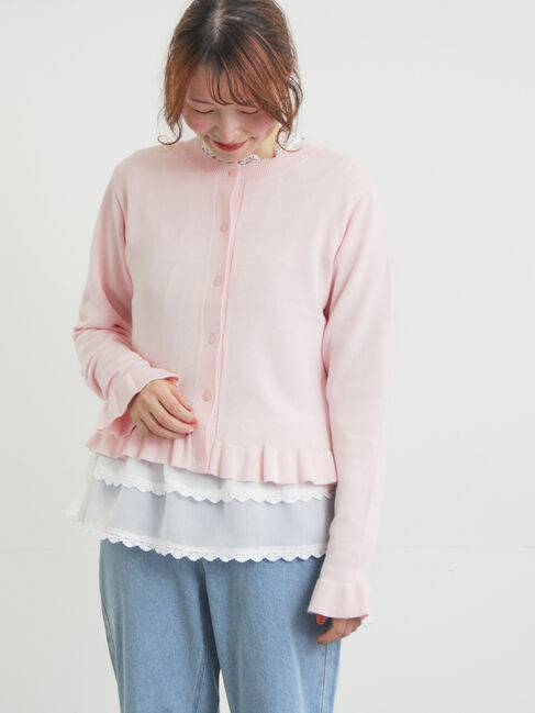 Samansa Mos2「フリルニットカーディガン」|カーディガン|