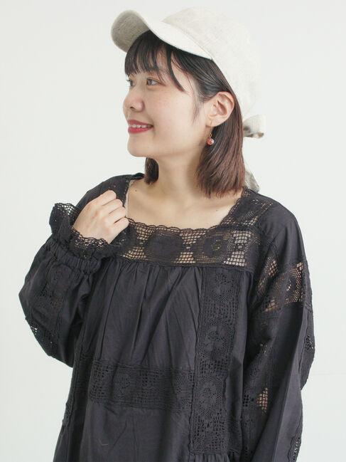 Samansa Mos2「ローズ柄レーススクエアネックワンピース」|ワンピース|