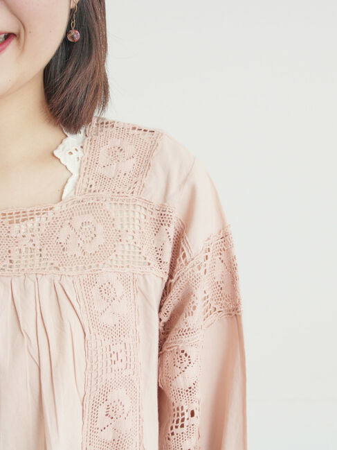 Samansa Mos2「ローズ柄レーススクエアネックワンピース」|ワンピース|