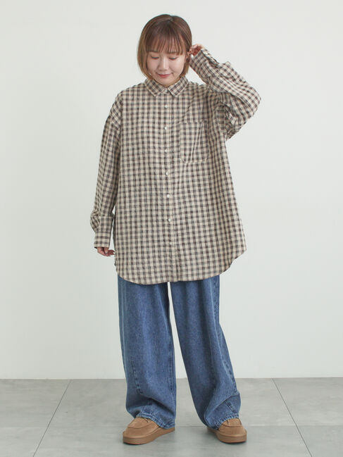 Samansa Mos2「ポコポコチェックオーバーシャツ」|シャツ・ブラウス|