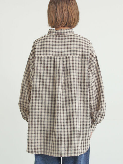 Samansa Mos2「ポコポコチェックオーバーシャツ」|シャツ・ブラウス|