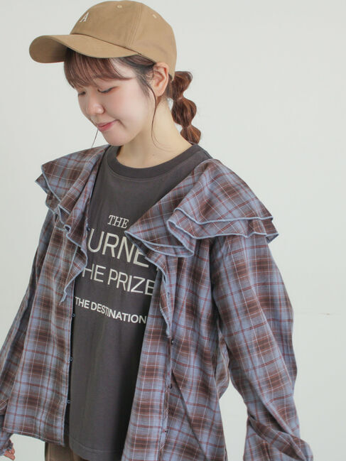 Samansa Mos2「フリル襟ブラウス」|シャツ・ブラウス|ブルー