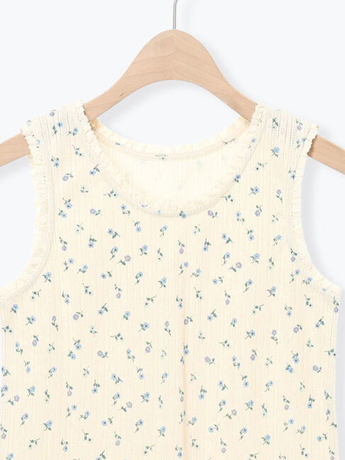 Samansa Mos2「花柄パターンメッシュレース付ノースリーブ」|Tシャツ・カットソー|