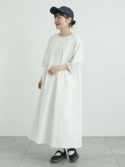 Samansa Mos2「胸元レース貼りワンピース」|ワンピース|