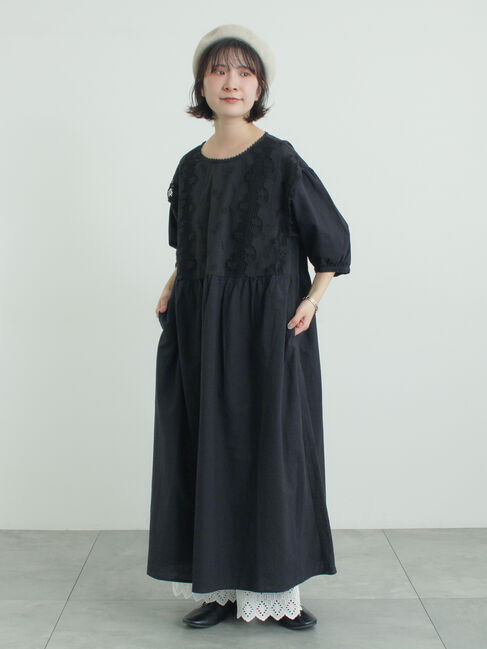 Samansa Mos2「胸元レース貼りワンピース」|ワンピース|