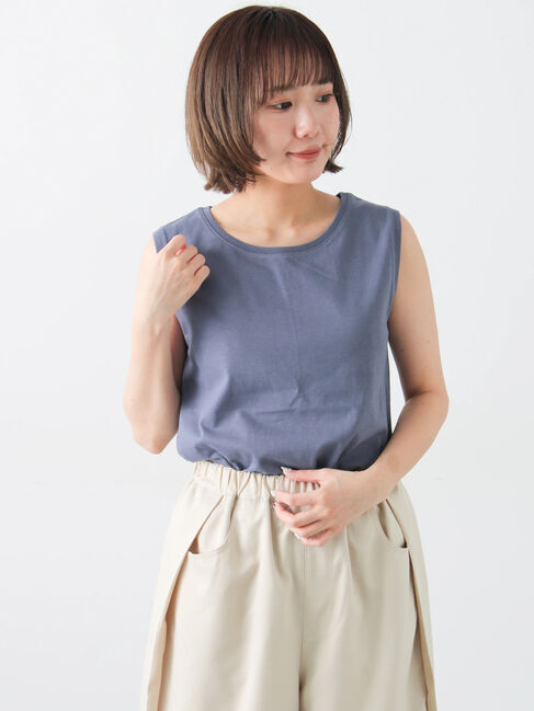 Samansa Mos2「【汗染み防止】ノースリーブTシャツ」|Tシャツ・カットソー|ブルー