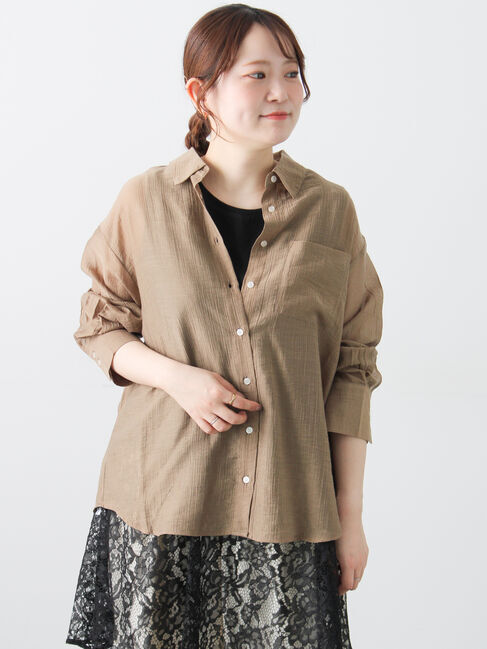 Samansa Mos2「柄アソートシアーシャツ」|シャツ・ブラウス|ブラウン