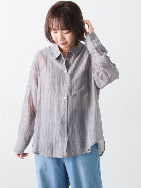 Samansa Mos2「柄アソートシアーシャツ」|シャツ・ブラウス|グレー