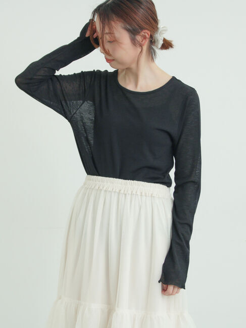 Samansa Mos2「シアーカットソー」|Tシャツ・カットソー|ブラック