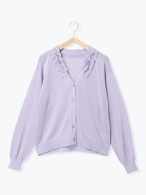 Samansa Mos2「襟フリルニットカーディガン」|カーディガン|