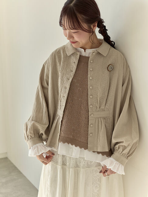 Samansa Mos2「【Cross&times;Staff】ブローチ付シャツジャケット」|その他|