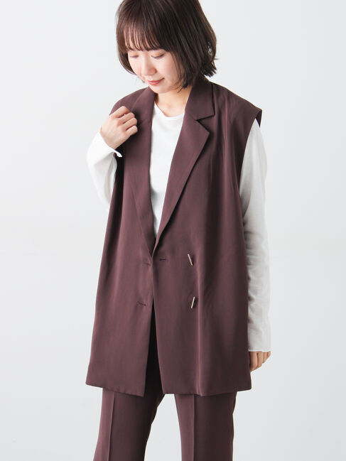 Samansa Mos2「オーバージレ」|ダウンベスト・ベスト|ブラウン