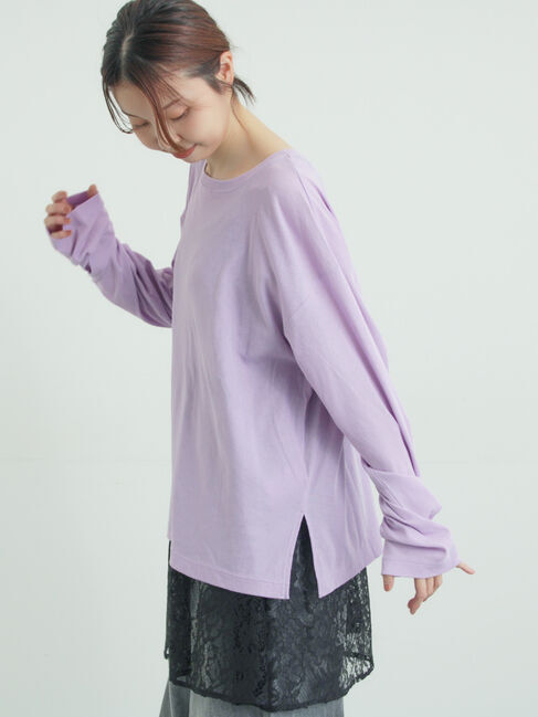 Samansa Mos2「ガーゼ天竺ゆるカットソー」|Tシャツ・カットソー|パープル