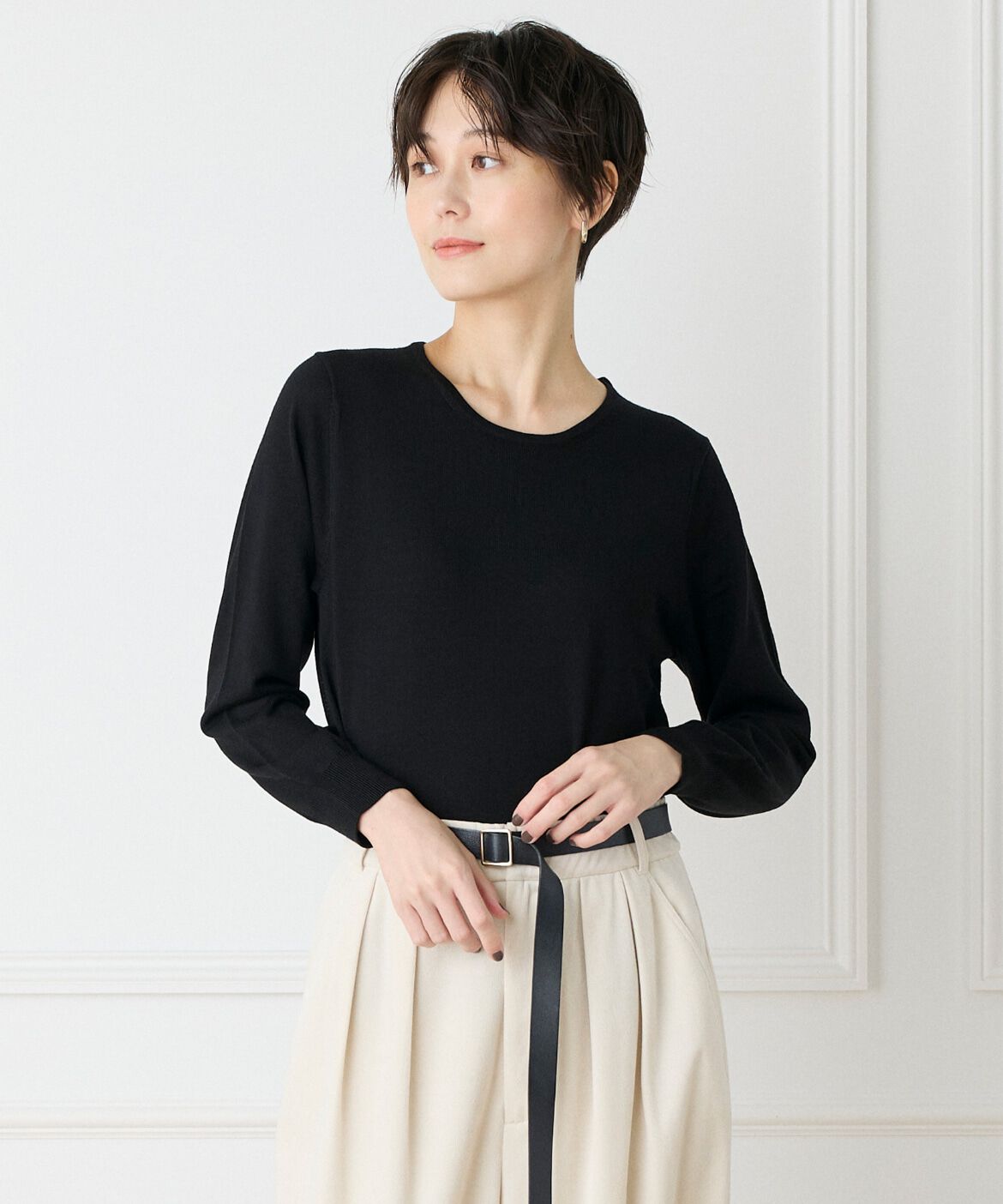 DAY by DAY it&rsquo;s international「ウォッシャブルウールベーシッククルーネックニット《HARMONY》」|ニット・セーター|ブラック