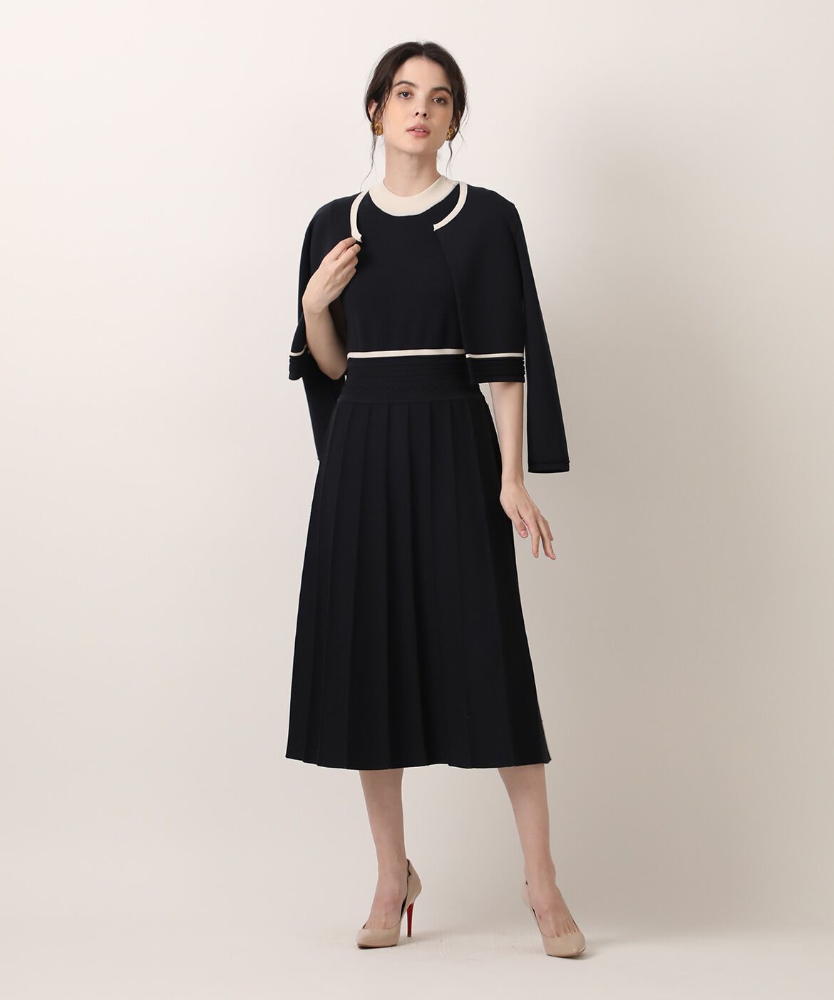 Maglie le cassetto「《M Maglie le cassetto》バイカラーボレロカーディガン」|カーディガン|