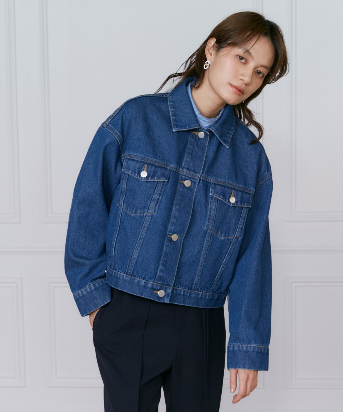 INED「《大きいサイズ》デニムジャケット」|デニムジャケット|