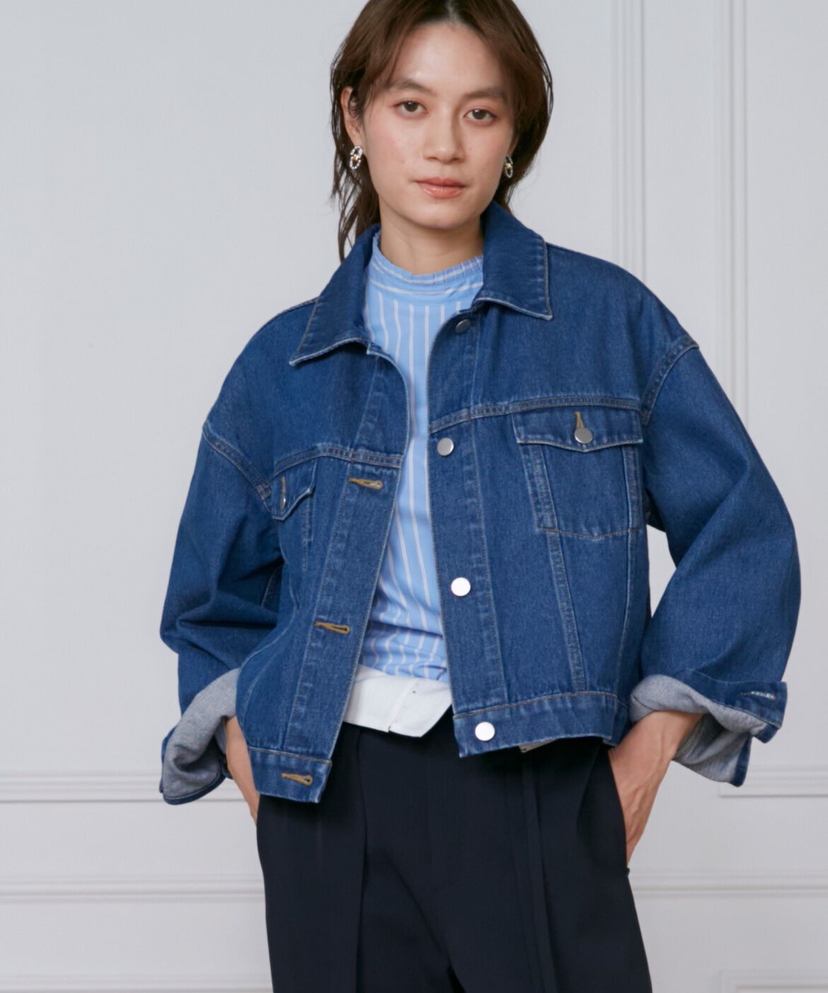 INED「《大きいサイズ》デニムジャケット」|デニムジャケット|