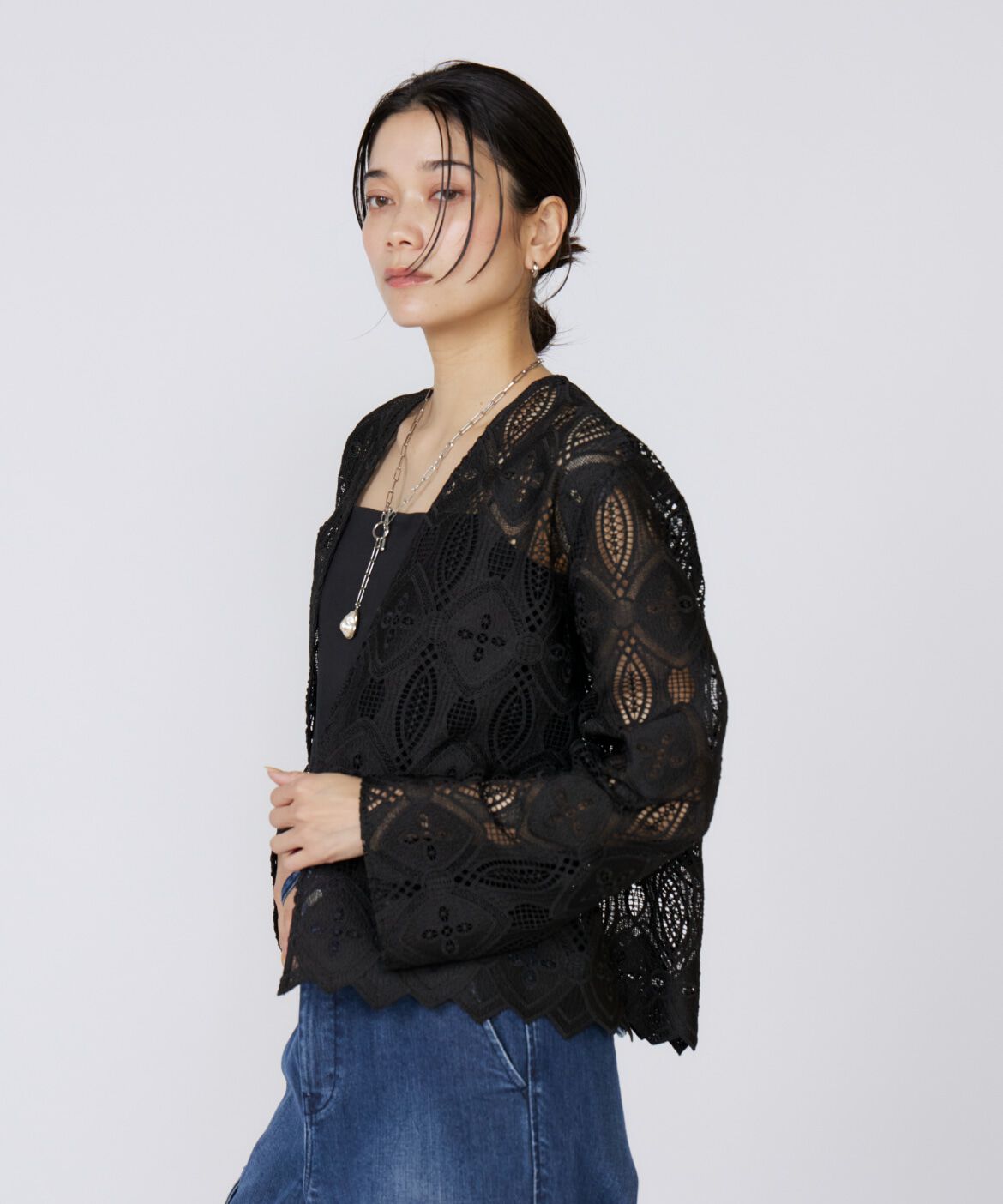 INED「レースジャケット」|ノーカラージャケット|