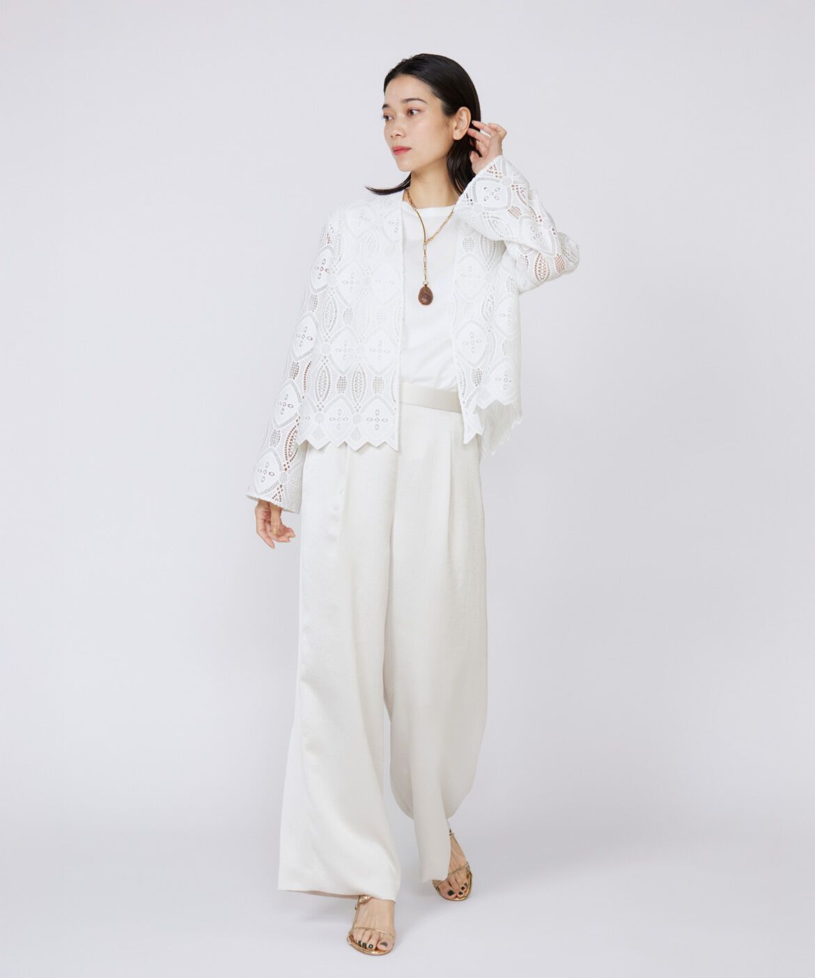 INED「レースジャケット」|ノーカラージャケット|