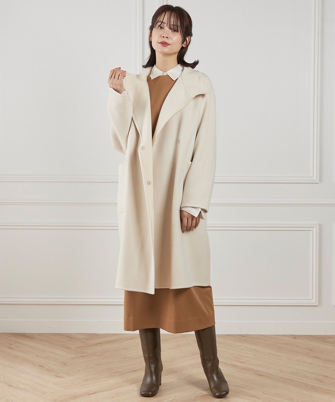 INED「スタンドカラーコート　」|ステンカラーコート|