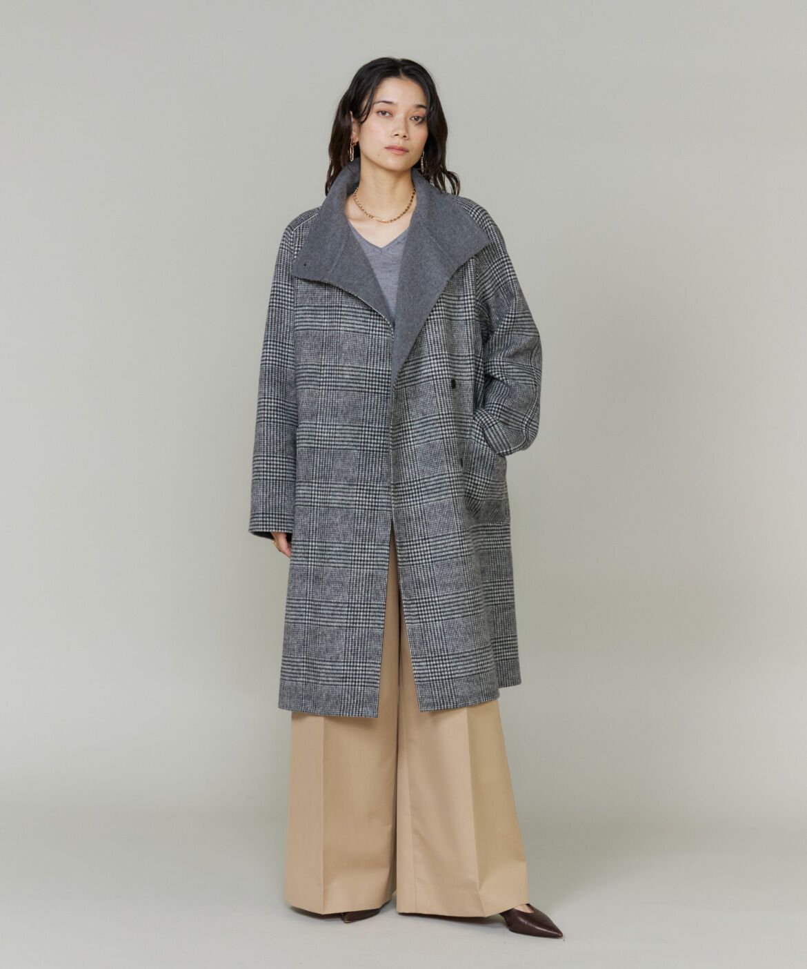 INED「スタンドカラーコート　」|ステンカラーコート|