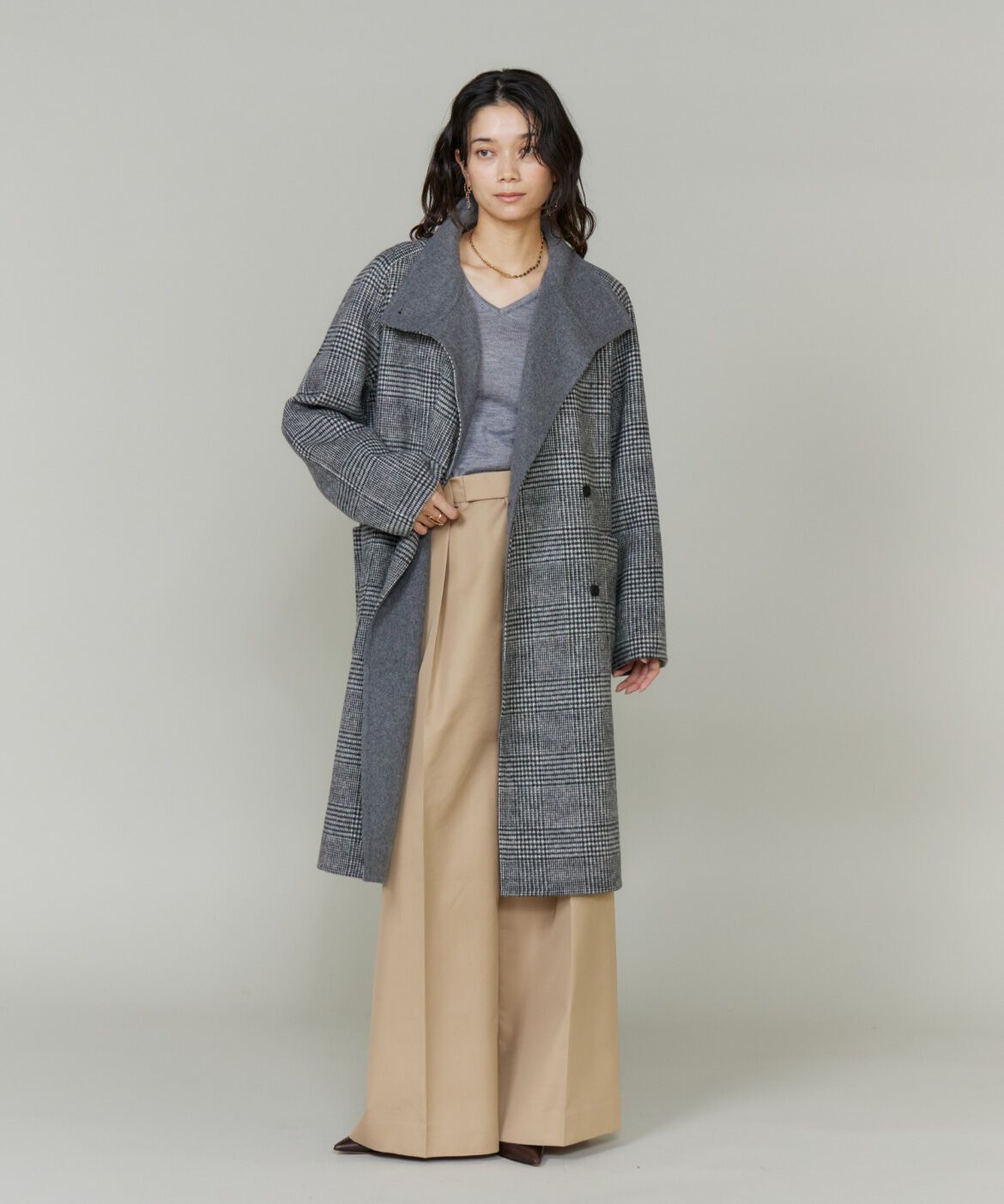 INED「スタンドカラーコート　」|ステンカラーコート|