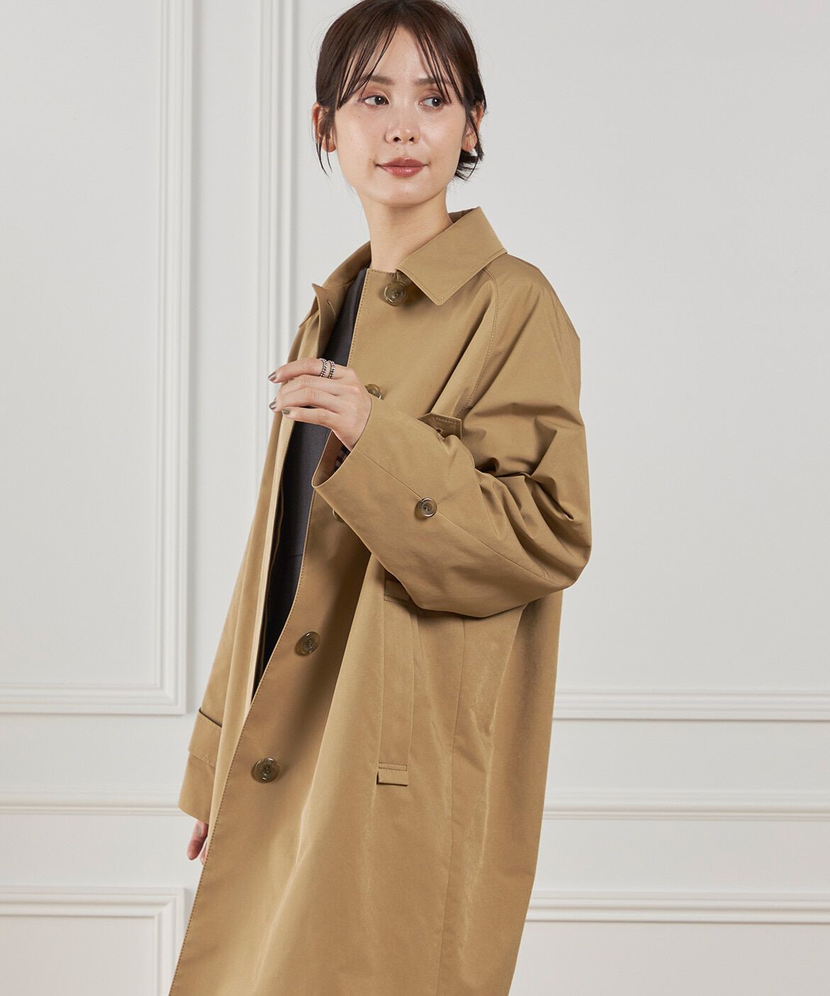 INED「コクーンシルエットステンカラーコート《Aquascutum》」|ステンカラーコート|